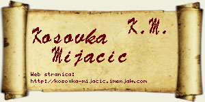 Kosovka Mijačić vizit kartica